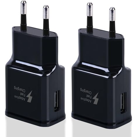 Lot de 2 Adaptateurs de Charge USB Rapides pour S22/S21/S20/S10/S10E/S6/S7/S8/S9/Edge/Plus/Active/A13/A15/A72/A53 5G, Note 5/8/9, Pixel 2/3/XL et Autres Smartphones/Appareils (1/5)