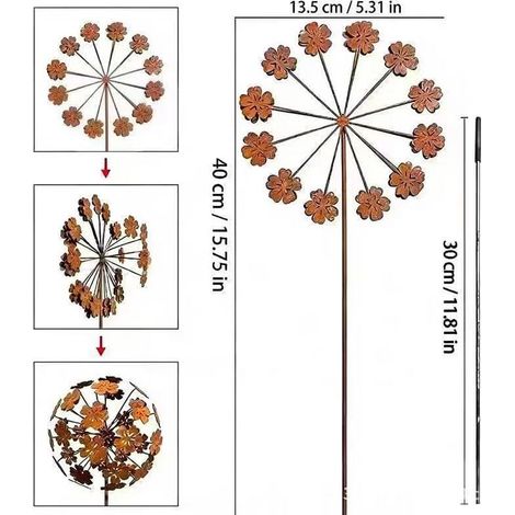 Lot de 2 décorations de jardin en acier Corten - Décoration de jardin - En métal - Motif coquelicot - Décoration de jardin rouillée - Tuteur de jardinière - Plante de jardin naturelle - Printemps (A)