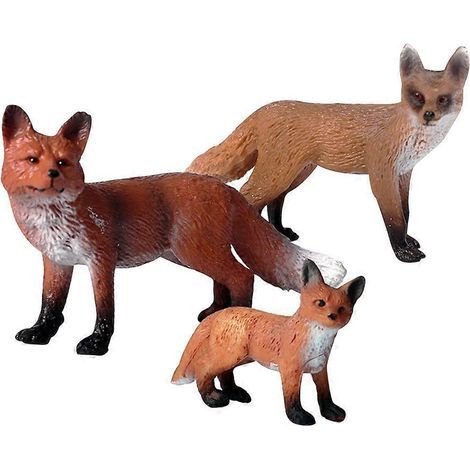 Set mit 3 realistischen Figuren für Bürodekoration, Bastelarbeiten, Geschenke und Deko-Accessoires (großer Rotfuchs, kleiner Rotfuchs, kleiner Fuchs). – 8 x 2,5 cm (1/4)