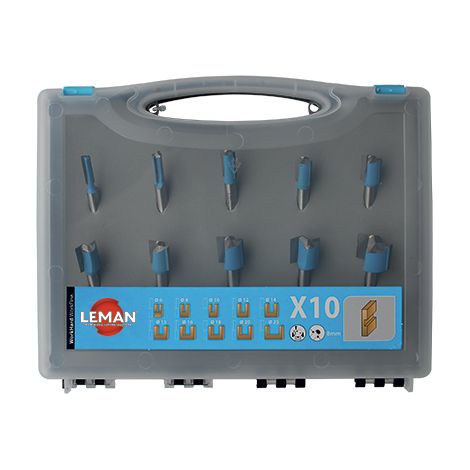 Leman – Coffret de 10 mèches à rainer droites – Pour rainures précises dans bois massif – Diamètres 6 à 25 mm – Queue 8 mm en carbure de tungstène