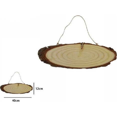 TrAdE Shop Traesio - Disco Legno Naturale Base Tronco Decorativa Ornamento Da Appendere 40x12cm 72105 -