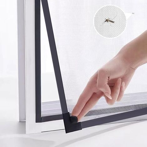 Moustiquaire magnétique - Maille fibre de verre Réglable et autocollante - Fenêtre et porte - Gris 60x140cm (1/5)