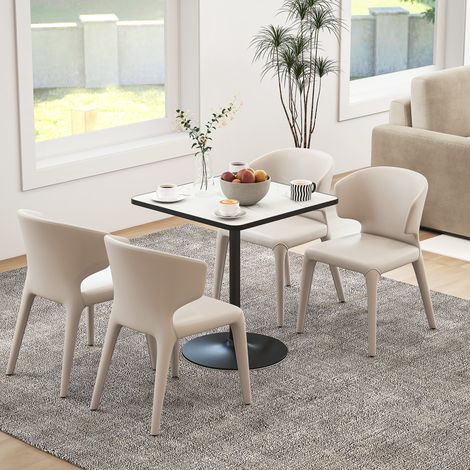Table à manger pour 4 personnes table de cuisine style moderne avec plateau effet marbre et base ronde, blanc, 70 x 70 centimètres