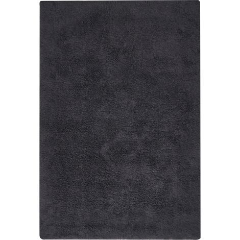 Alfombrilla de baño moderna de algodón forma rectangular 60 x 90 cm color liso accesorios de baño negro Goela