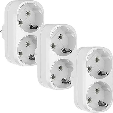 Adaptateur de prise triple 2 en 1 (double fiche/triple prise) 16 A/250 V, puissance maximale 3680 W (UE) (1/5)