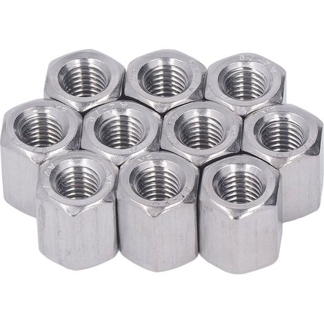 Écrous raccord hexagonaux M10 x10 pièces, acier inoxydable 304, filetage métrique pour tiges filetées, boulons et goujons, connecteur de visserie résistant (1/5)