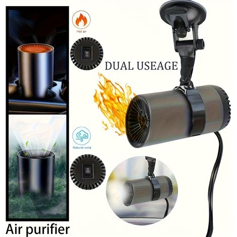 Chauffage et dégivreur 2 en 1 12 V avec ventouse et support rotatifs à 180° - Chauffage rapide pour voiture/camping-car avec dégivrage du pare-brise (1/5)