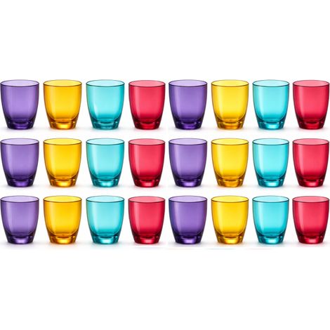 Lot de 24 Verres à Jus Incassables en Plastique Alimentaire Durable - 29cL - Lave-Vaisselle - Bleu violet rouge jaune - Livraison gratuite (1/5)