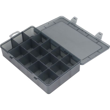 Boîte de Rangement Transparente 15 Casiers PP avec Séparateurs Amovibles pour Bagues, Perles, Vis et Écrous (1/5)