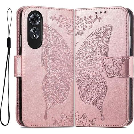 Funda tipo libro para Oppo A60, mariposa, oro rosa (1/3)