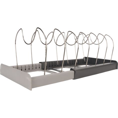 Support de rangement pour couvercles de casseroles, en acier inoxydable 304, avec un séparateur rétractable en forme de U, adapté aux cuisines, bars, restaurants et autres lieux. (1/5)
