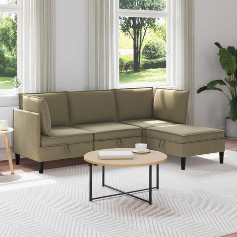 Juego de muebles de salón 4 pcs Caqui Tela