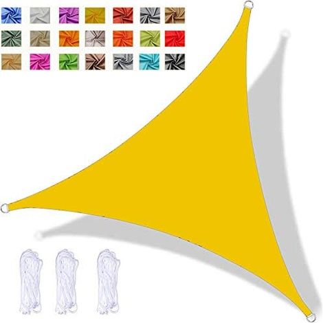 Dreieckiges Sonnensegel, wasserdichter Sonnenschutz, UV-Schutz, für Garten, Terrasse, Hof, mit Seil (3x3x3m, fluoreszierendes Gelb)