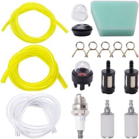 12 Pièces Kit de Tuyau de Carburant, 30cm Tuyaux d'Essence, Filtre à Essence, Ampoules D'Amorçage, Bougie D'Allumage, Joint de RéServoir de Carburant, Pour Souffleur de TronçOnneuse (1/5)