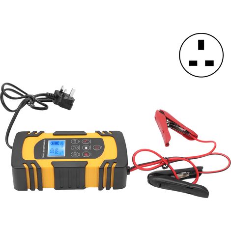 Chargeur de batterie intelligent professionnel AC110V-220V pour voiture, accessoire jaune avec prise UK (1/5)