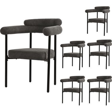 Chaise de salle à manger en tissu suédine gris foncé, design moderne et confortable (1/5)