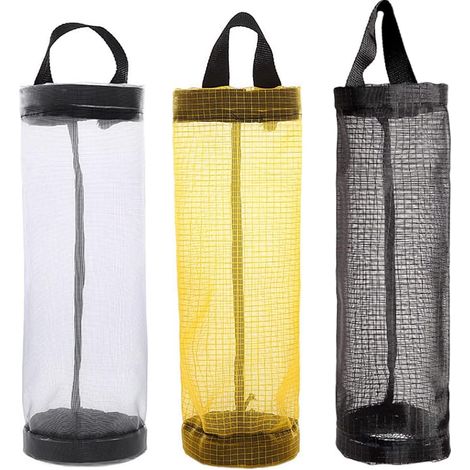 Plastique, support de sac à ordures en nylon, gris jaune noir, 3 porteurs (1/5)