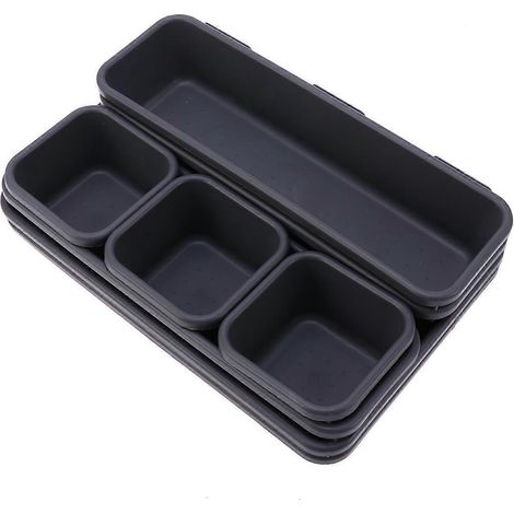 Boîte de rangement de bureau 8 en 1 avec tiroirs et compartiments en plastique pour vaisselle et articles ménagers (noir)-Black