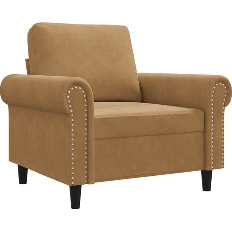 Fauteuil de Salon，Chaise，Fauteuil Marron 60 cm Velours CFW825410 (1/5)