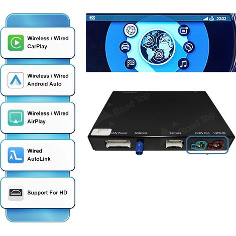 Modulo CarPlay e Android Auto wireless, supporto touchscreen, compatibilità multilingue, sistema EVO (1/2)