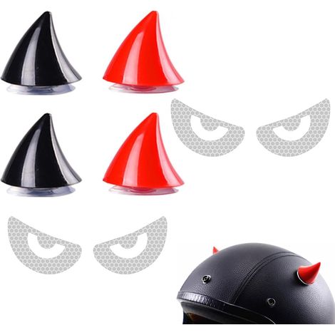 2 pares de bocinas para casco de motocicleta, decoración de diablo con ventosa, accesorios para casco y bicicleta, negro y rojo. (1/5)