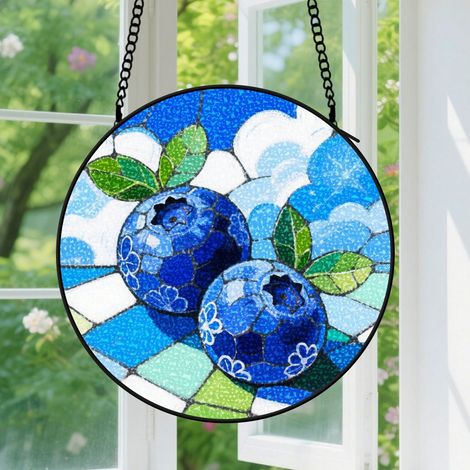 Suspension en vitrail, attrape-soleil minimaliste élégant, décoration intérieure maison, cadeau Anniversaire pour femme, homme, famille 9cm (1/5)