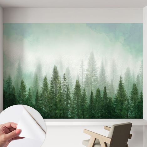 Carta da parati adesiva - lavabile - decorazione murale - per cucina - pellicola decorativa Lupo nel bosco 152x104 cm (1/5)