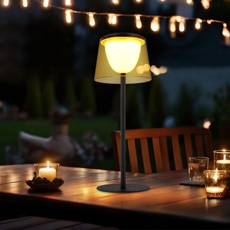 Lampada da tavolo a LED per esterni ricaricabile lampada da tavolo per interni esterni nera lampada da giardino touch dimmer USB, color pesca, metallo, 1,8W 150lm bianco caldo, DxH 13x34 cm (1/5)