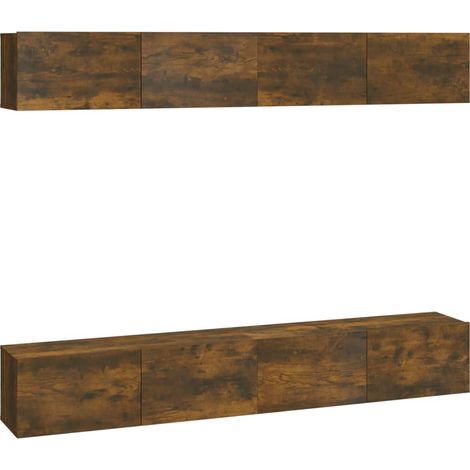 Mobili TV a parete scaffale multimediale credenza TV TV sala da pranzo soggiorno camera da letto 4 pezzi rovere affumicato 100 x 30 x 30 cm marrone 020029077