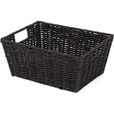 Panier De Rangement - Papier Tressé - Pour Salon Entrée Dressing - 31 X 24 X H 14 Cm - 1 Pièce (1/5)