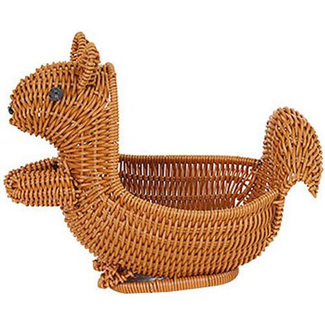 [Aufbewahrungskorb] [Andre Online] [Eichhörnchen] [Kreativ] Organizer-Korb aus Kunstrattan, Eichhörnchen-Design, ideal fürs Wohnzimmer, zur Aufbewahrung von Obst und Snacks, 22 cm x 19 cm x 10 cm (1/2)