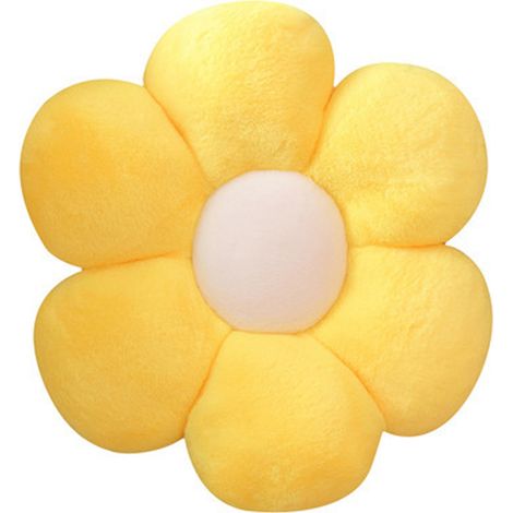 Cojín de suelo, microfibra, estampado floral, amarillo, 30 cm, habitación infantil, salón (1/5)