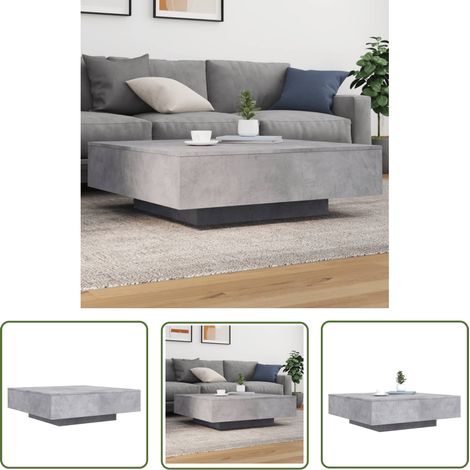 The Living Store Couchtisch Betongrau 100x100x31 cm Holzwerkstoff - Moderner Couchtisch - Wohnzimmerstil - Holzwerkstoff - Beton Grau - Couchtisch Deko (1/5)