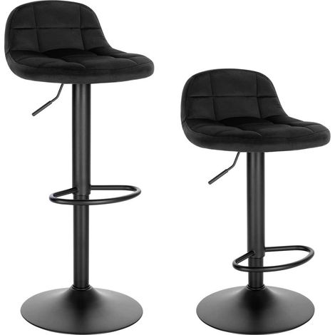 WOLTU Barhocker 2er Set Barstuhl mit Rückenlehne Fußstütze höhenverstellbar (62-83cm) 360° Drehstuhl bis 120kg belastbar Samt Metall schwarz (1/5)