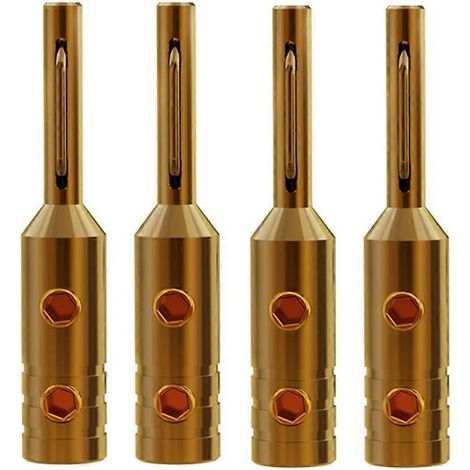 Lot de 4 fiches bananes audio pour câble haut-parleur 5 mm, connecteurs en cuivre pour haut-parleur vidéo