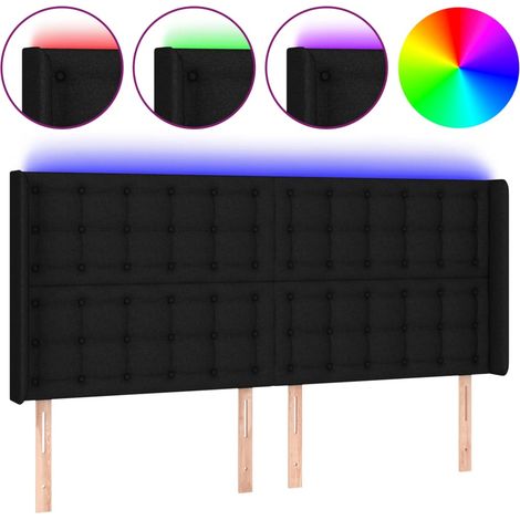 Maison Exclusive - Testiera a LED Nera 183x16x118/128 cm in Tessuto