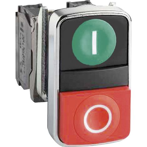 Schneider Electric ZB4BA7341 Harmony ZB4BA7341 Doppeldrucktaster Betätiger flach 2 Tasten Grün, Rot