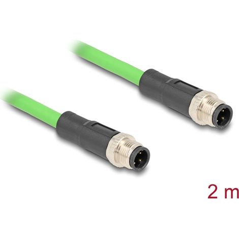 Delock Cable M12 codificado D 4 pin macho a macho PUR (TPU) 2 m