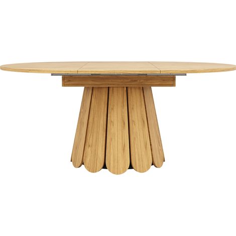 Tavolo da pranzo rotondo allungabile 118-158 cm in MDF effetto legno naturale (1/5)