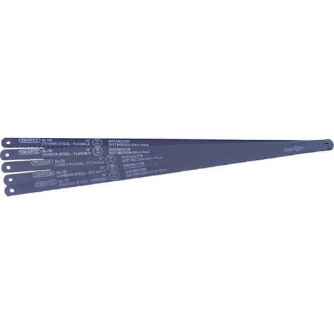Draper 74118 Set of 5 Assorted 300mm Flexible Carbon Steel Hacksaw Blades (1/5)
