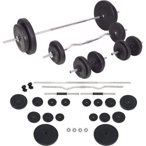 Juego de mancuernas y barras de halterofilia 90 kg fitness culturismo 020000749 (1/5)