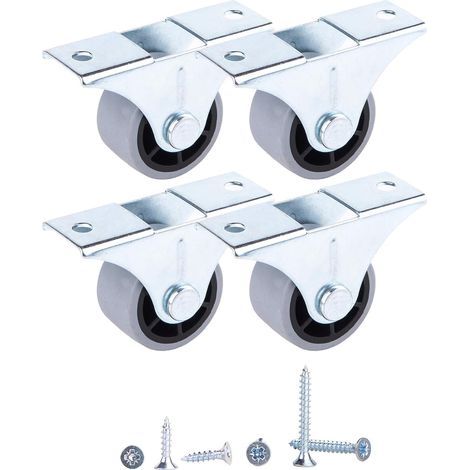 GENERIC-Lot de 4 petites Roulettes en Caoutchouc pour Meubles, appareils et équipements - Non Pivotantes - 30 mm de Diamètre - 35 kg de diamètre (1/5)