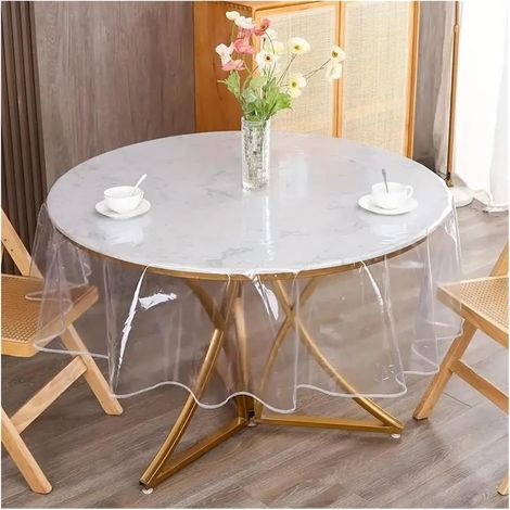 Nappe ronde en plastique transparent imperméable et résistant à l'huile (200 cm 78,7 pouces) (1/5)