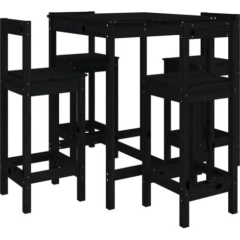 Set bar da giardino da 5 pezzi in legno di pino massiccio nero 020013416