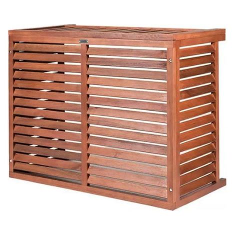 Cache climatiseur bois S 680x900x450mm – Lames persiennes pour circulation d'air – Réduit nuisances sonores – Protection intempéries – Decoclim