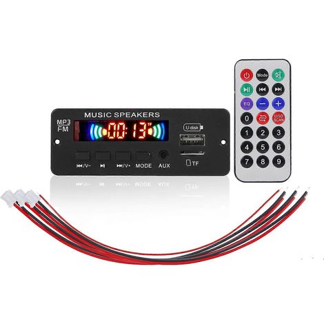 Lecteur MP3 audio 12 V pour voiture JX-808BT avec décodeur, radio FM, port USB, Bluetooth, télécommande et fonction d'enregistrement. (1/4)