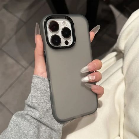 (iPhone 16 noir) Matériau en silicone souple transparent givré antichoc (1/5)