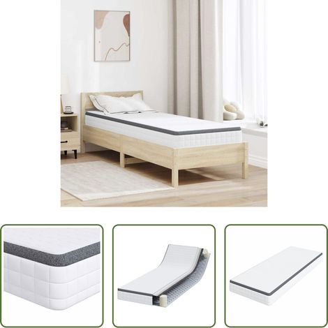 Confort modéré -  Matelas Blanc et Gris 80 x 200 cm Printemps Bonell (1/5)