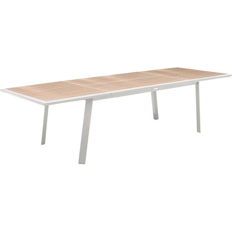 Table de jardin extensible en aluminium effet bois 12 places PAVANE (1/5)