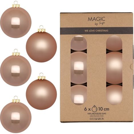 CONFEZIONE 6 PALLINE ORO SCURO IN VETRO DIAMETRO 10CM